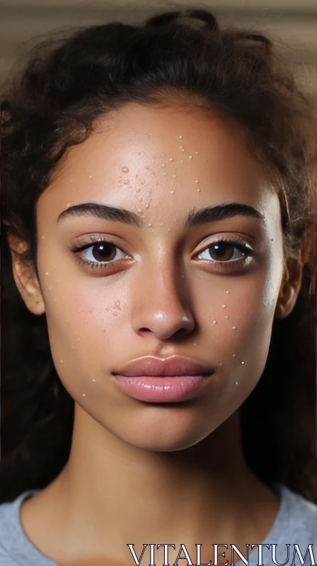 Captivating Portrait of a Young Woman with Freckles AI Image