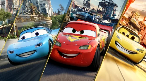 Iconic Animated Cars in Racing Scenes