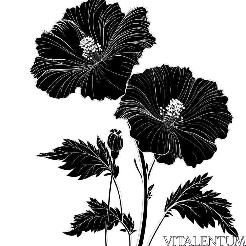 AI ART Artistic Black and White Flower Art