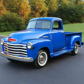 Classic Blue Pickup Truck with Chrome Detailing