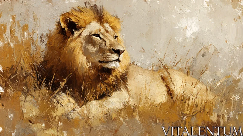 Lion Artwork in Nature AI Image