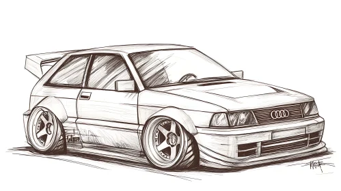 Classic Audi Car Drawing - Detailed Sketch Illustration