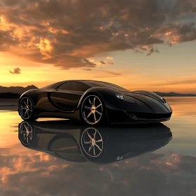 Luxury Car With Eye-catching Sunset Backdrop