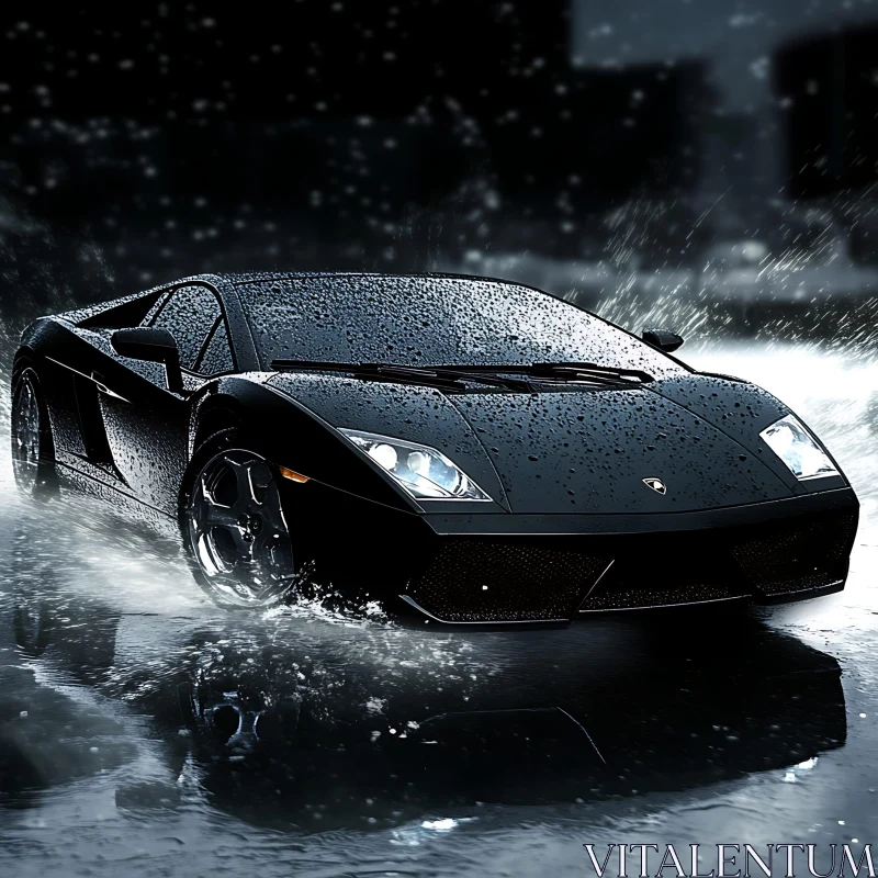 Luxury Sports Car Driving Through Rain Luxury Sports Car Driving Through Rain