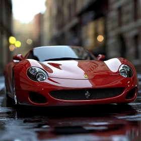Luxury Red Sports Car in Urban Setting