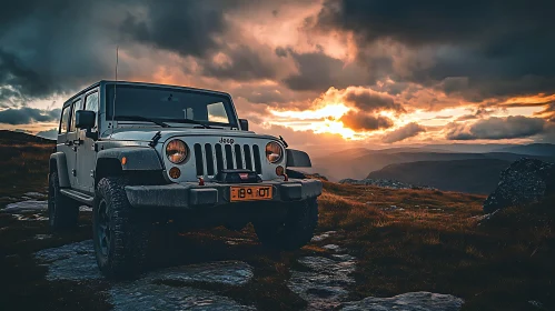 Adventure Jeep in Scenic Mountain Landscape