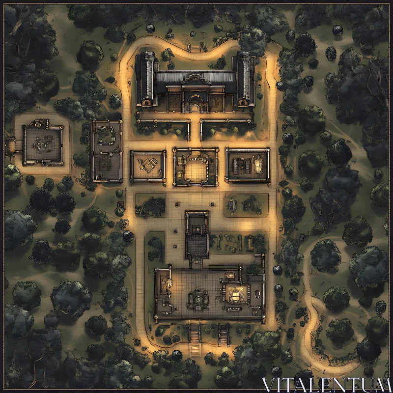 Top-Down View of a Medieval Castle