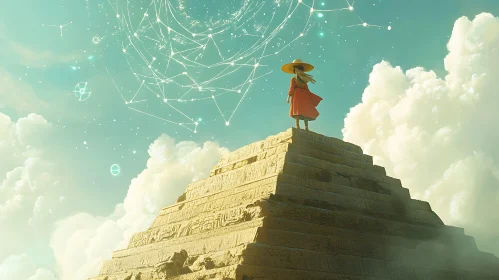 Mystical Woman on Ancient Pyramid