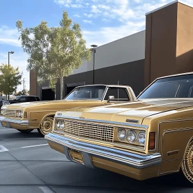 Vintage Gold Chevrolet Cars in Urban Setting