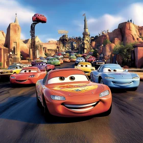 Smiling Animated Cars in Action