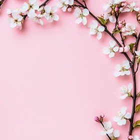 Elegant White Cherry Blossoms on Soft Pink