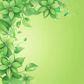 Harmonious Green Floral Design with Sparkling Leaves