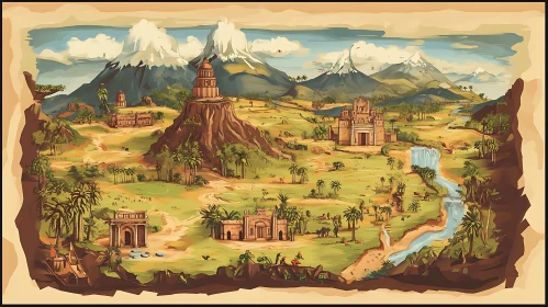 Vintage Map of a Mystical Ancient World