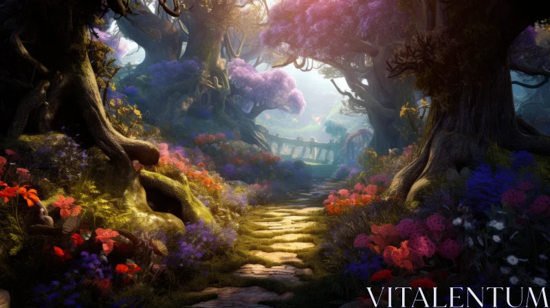 Enchanting Fantasy Forest Path - Prairiecore Inspired Art AI Image