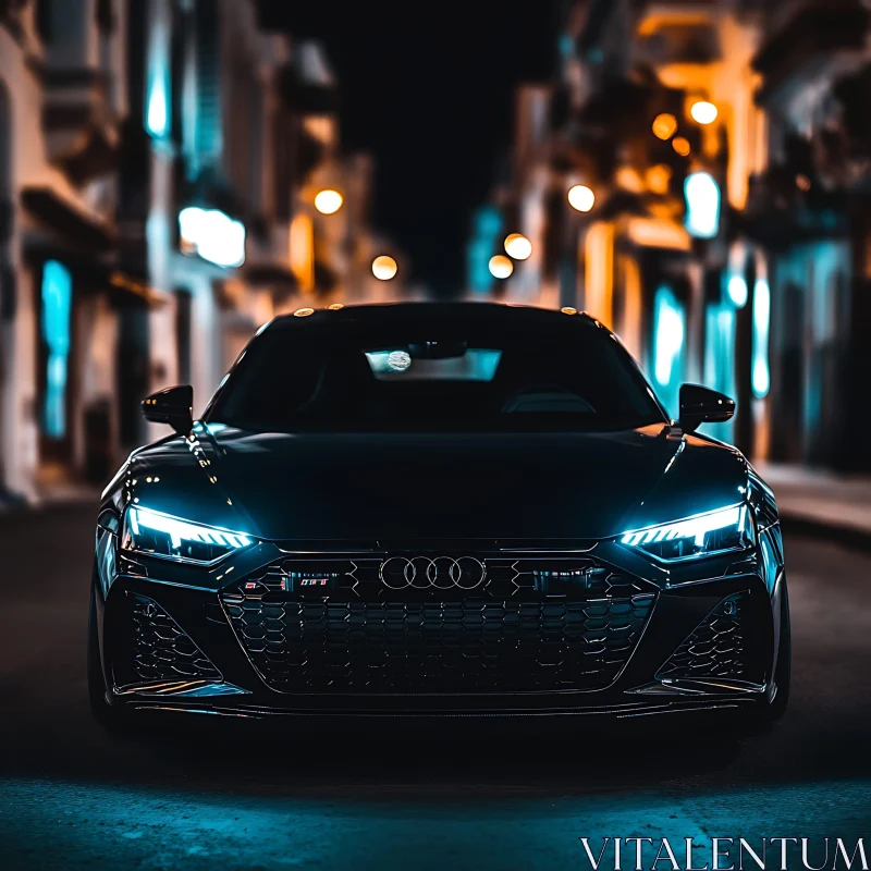 Luxury Automobile in Urban Night Scene Luxury Automobile in Urban Night Scene