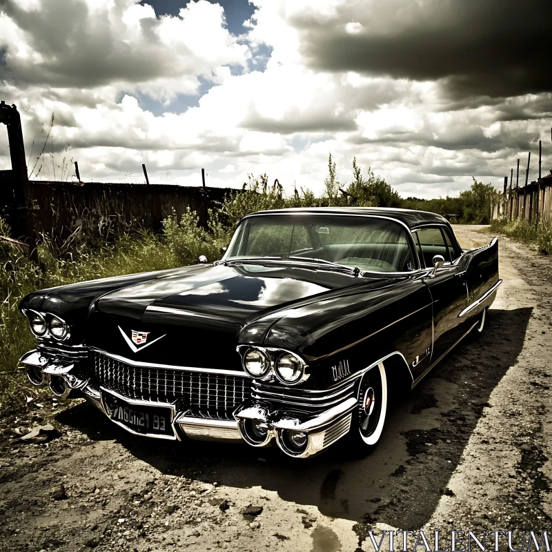 AI ART Vintage 1950s Black Car