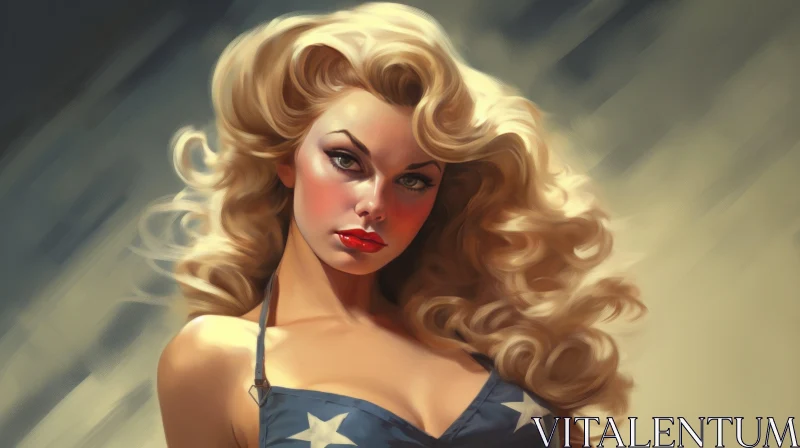 Patriotic Pin-Up: A Glamorous Tribute to Female Superheroes AI Image