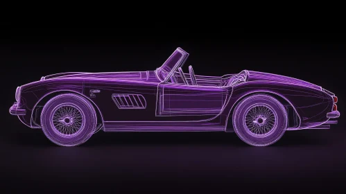 Neon Wireframe Classic Car in Violet