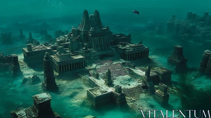 Submerged Ancient Temple AI Image