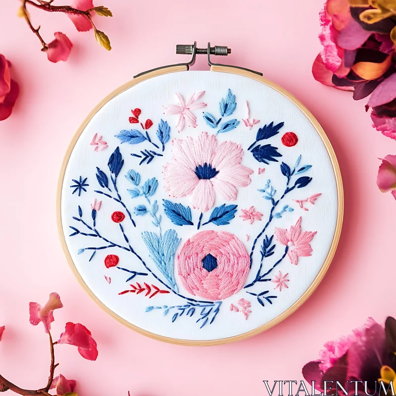 AI ART Handcrafted Floral Needlework