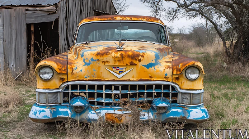 Weathered Retro Car with Distinctive Design AI Image