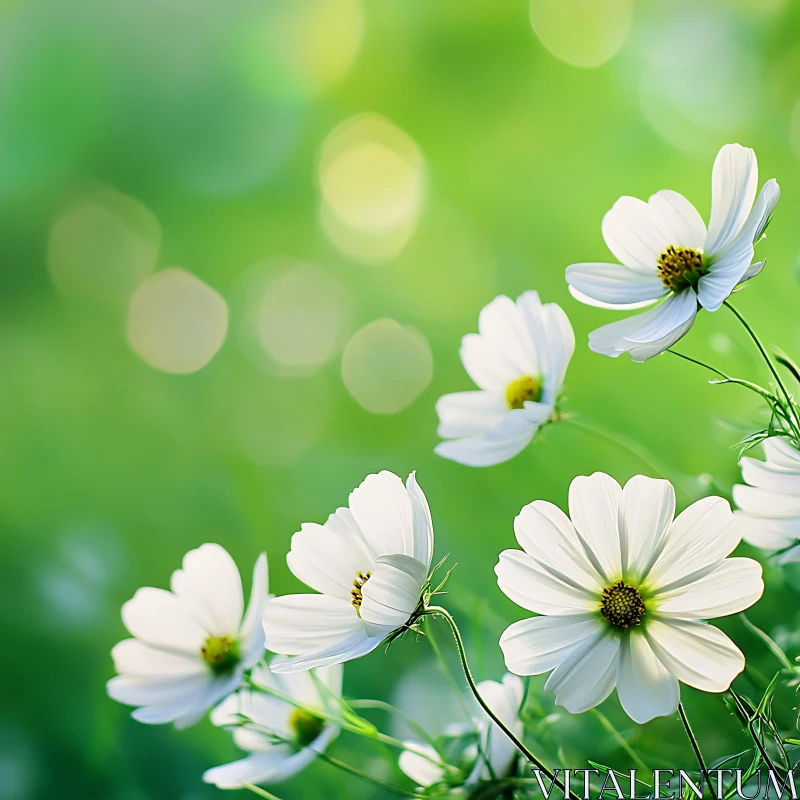 Serene White Blooms in Nature AI Image