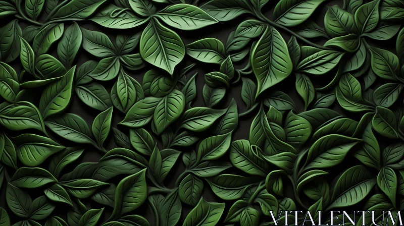Green Leaves Abstract Illustration - 3D Paper Art inspired by Nature AI Image