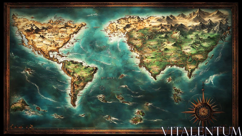 Illustrated Historical World Map AI Image