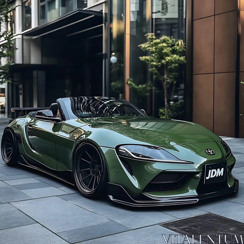 Modern Green Sports Car with JDM Plate AI Image