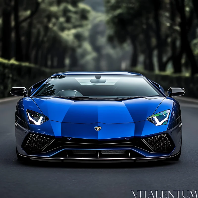 High-Performance Blue Supercar AI Image