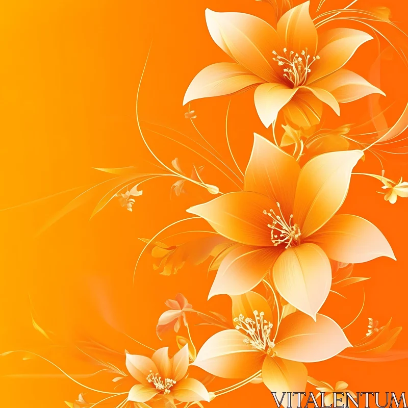 Gorgeous Orange Lily Blossoms AI Image