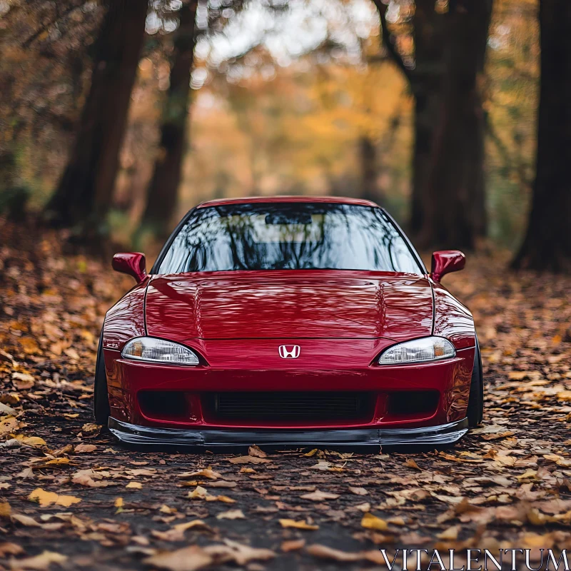 Honda Car Among Autumn Leaves AI Image