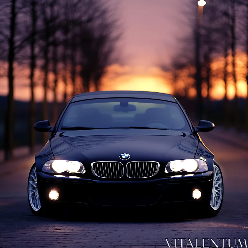 Luxury Car Illuminated at Sunset AI Image