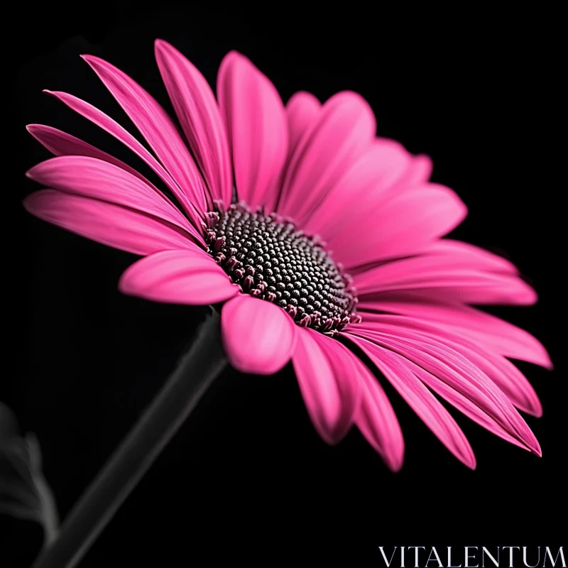 Detailed Close-Up of Pink Daisy Flower AI Image