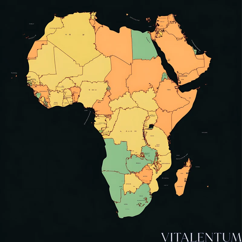 African Continent Map with Country Borders AI Image