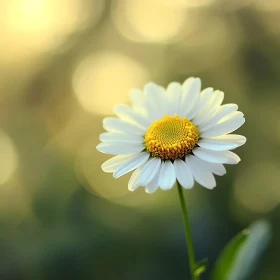 Sunlit Daisy with Green and Yellow Bokeh Background