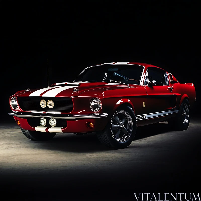 Vintage Muscle Car with Racing Stripes AI Image