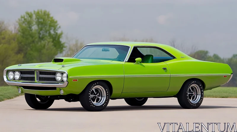 AI ART Retro Green High-Performance Muscle Car