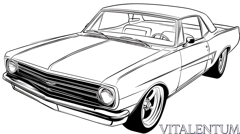 Classic Vintage Car Line Art Illustration AI Image