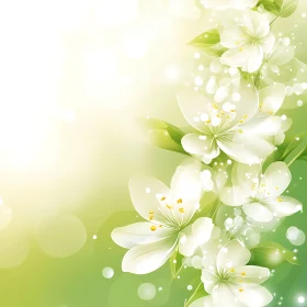 Serene White Blossoms with Green Leaves