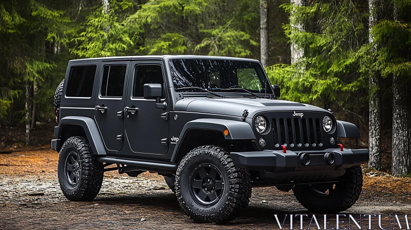 Jeep SUV Parked in Forest AI Image