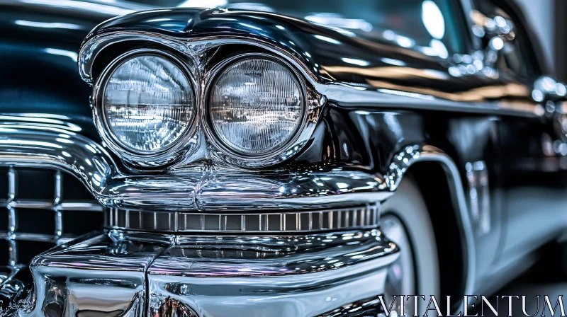 Vintage Car Front Detail with Chrome Highlights AI Image