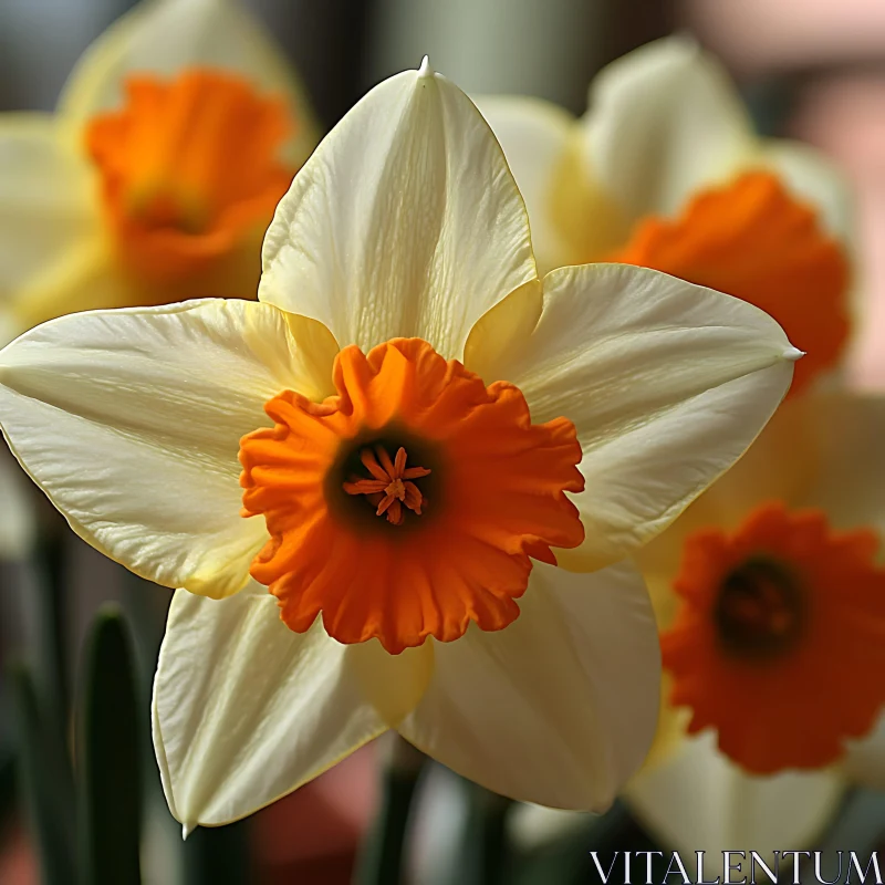 AI ART Close-up Image of a Blooming Daffodil Flower