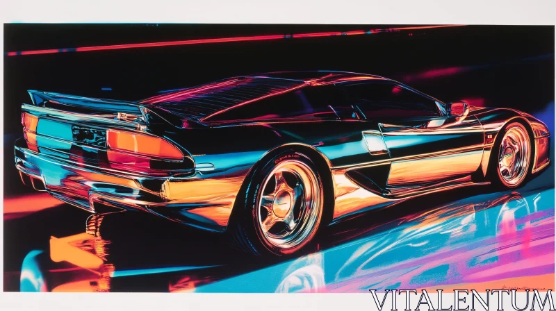 Neon-Lit Futuristic Sports Car AI Image