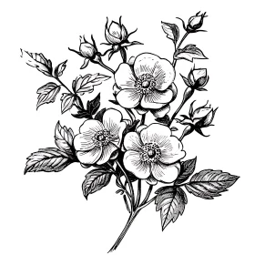 Detailed Botanical Line Art