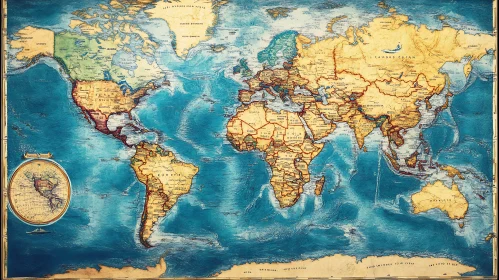 Detailed Vintage World Map