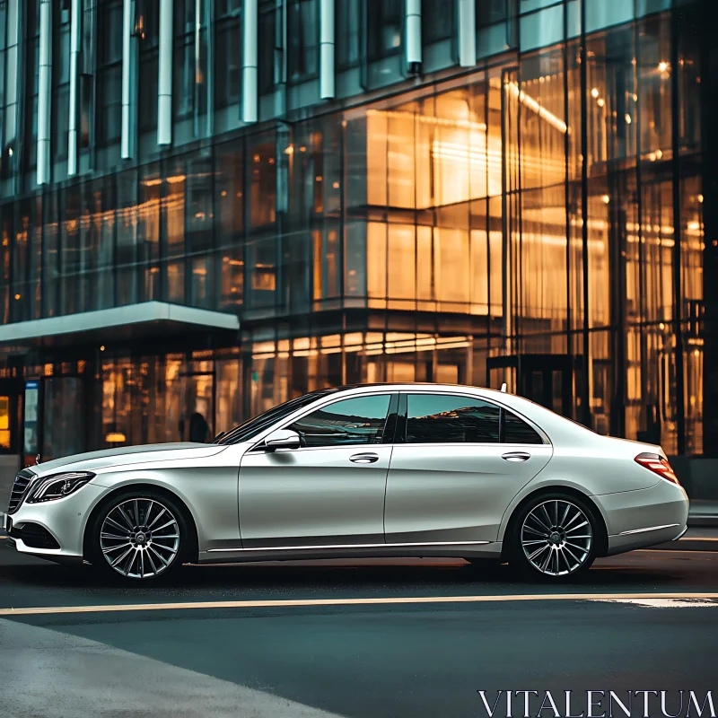 Luxury Sedan and Modern Architecture AI Image