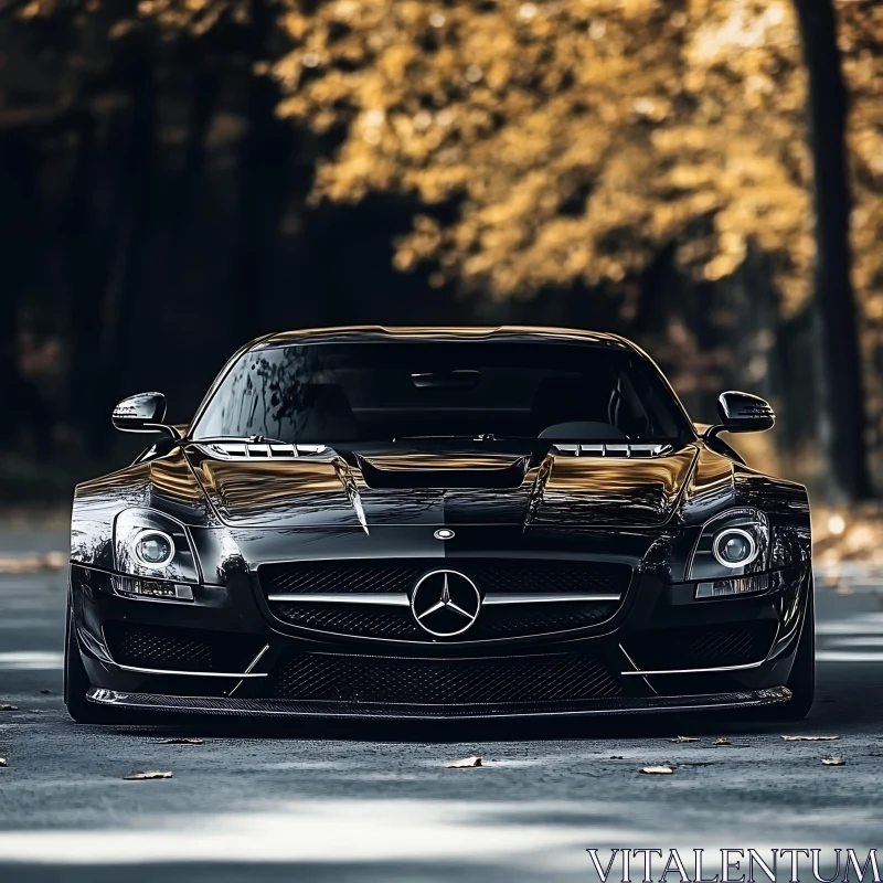 Mercedes Sportscar in Autumn Setting AI Image