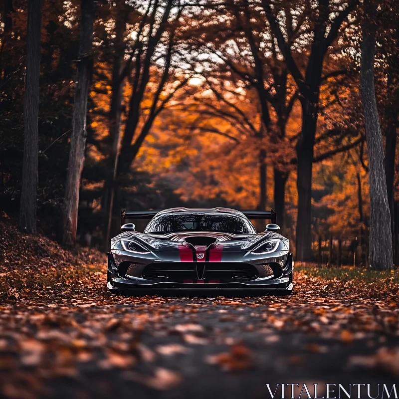 AI ART Sports Car Amidst Autumn Leaves