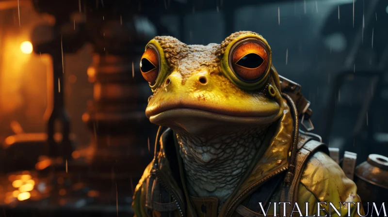 Steampunk-Inspired Frog in the Rain: A Detailed Unreal Engine 5 Image AI Image